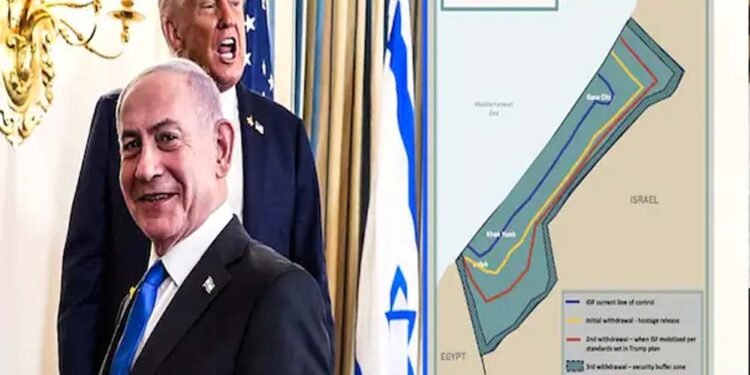 गाज़ा का बदला नक्शा: ट्रंप की योजना में इज़रायल बॉर्डर पर बफर ज़ोन, जानिए ब्लू-येलो-रेड लाइन का मतलब