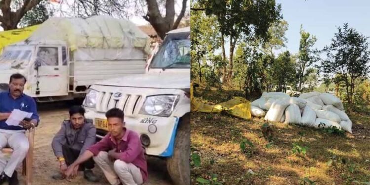 अनाज तस्करी का खेल शुरू: यूपी के बिचौलिए 143 बोरी धान छोड़कर फरार, वाहन जब्त