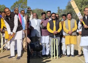 केंद्रीय मंत्री शिवराज सिंह चौहान ने थामा बल्ला, लगाए चौके-छक्के—देखें वायरल वीडियो