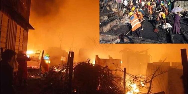 बांग्लादेश में रोहिंग्या शिविर में भीषण आग, सैकड़ों झोपड़ियां राख, हजारों बेघर