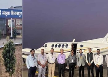 बिलासपुर एयरपोर्ट पर पहली बार नाइट लैंडिग, खराब मौसम और रात में भी अब उड़ानें संभव