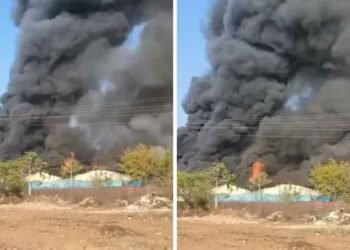 भोपाल में भीषण आग का तांडव: फर्नीचर फैक्ट्री धधकी, 7 किमी दूर तक छाया धुएं का गुबार