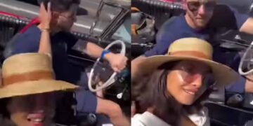 प्रियंका चोपड़ा का रोमांटिक अंदाज़: ओपन कार में ड्राइव के दौरान  निक जोनस के बालों पर फेरा हाथ