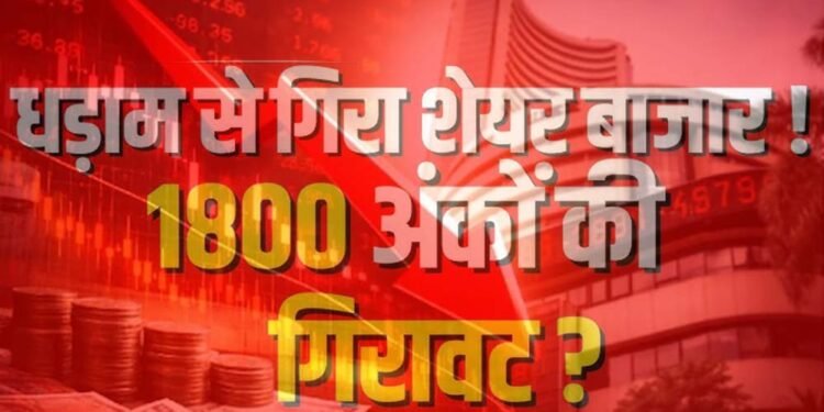 खुलते ही धराशायी हुआ बाजार, सेंसेक्स 1800 अंक गिरा, निफ्टी 23,000 के नीचे