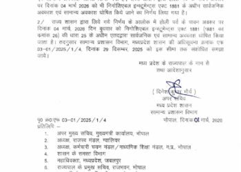 एमपी में सरकारी कर्मचारियों की होली लंबी, 3 के बाद 4 मार्च को भी छुट्टी