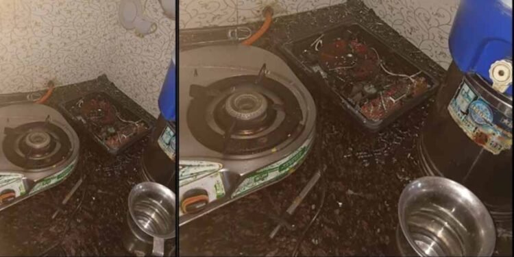 रसोई में बड़ा हादसा टला: इंडक्शन चूल्हा बम की तरह फटा, कांच के टुकड़े उड़कर बिखरे