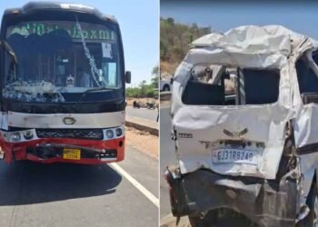 साबरकांठा में निजी बस ने यात्री वैन को टक्कर मारी, छह की मौत और आठ घायल