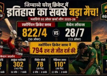 जिम्बाब्वे क्रिकेट में कोहराम, स्कॉर्पियन ने 822 रन ठोककर रचा इतिहास