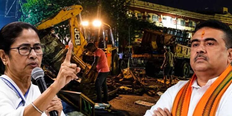 पश्चिम बंगाल में अतिक्रमण के खिलाफ सख्त अभियान, हावड़ा में आधी रात चला बुलडोजर