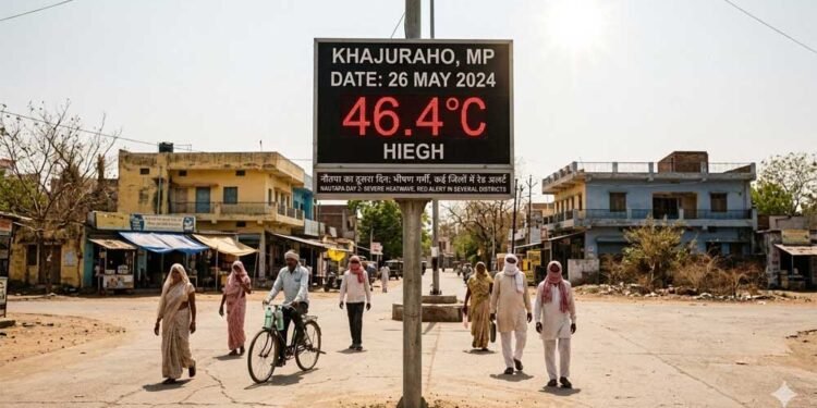 नौतपा का कहर: खजुराहो में पारा 46.4°C के पार, MP के कई जिलों में रेड अलर्ट जारी