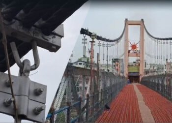 ओंकारेश्वर-ममलेश्वर झूला पुल की तार टूटी, सुरक्षा के मद्देनजर आवाजाही बंद