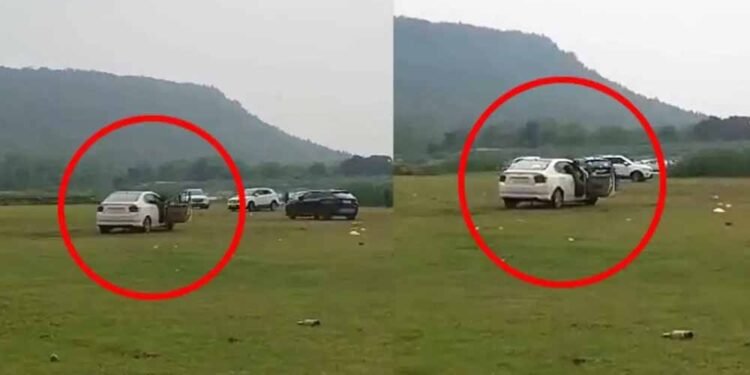 सूरजपुर के पर्यटन स्थल पर कार से खतरनाक स्टंट, युवकों का वीडियो चर्चा में