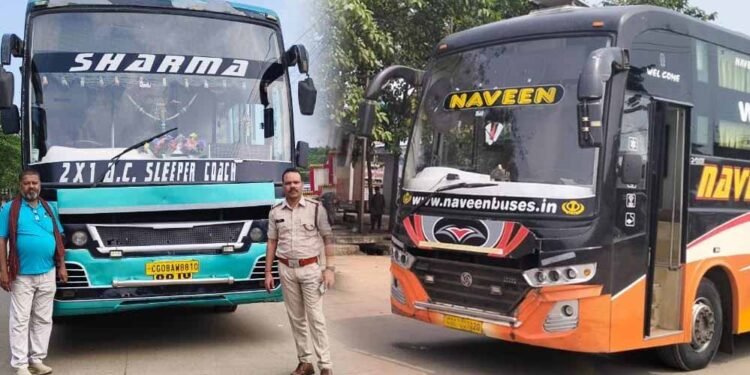 बसों की छत पर सामान ढोने पर 49 स्लीपर बसों के चालान
